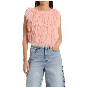 AVEC LES FILLES Pink Feather Vest Size XL NEW NWT